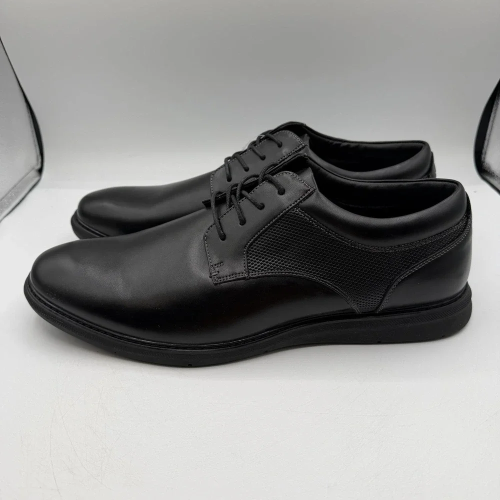 Nunn Bush Chase Shoes Men Sz 14 M Black Plain Toe Oxford Lace Up Dress 81537-001